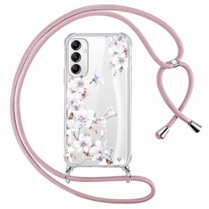 Yoedge Coque avec Cordon pour Samsung Galaxy S24+ 5G 6,7",Collier Étui Transparente Aesthetic Motif Fleur Femmes Filles Case, Silicone TPU + PC Antichoc Housse Laniere Corde Cover pour Samsung S24+,05 (Somin Ivka EU, neuf)
