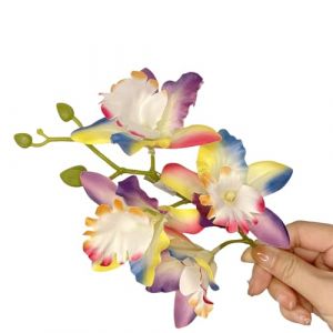 Pince &agrave; cheveux artificielle avec fleur color&eacute;e Cymbidium - Pour filles - Tendance des ann&eacute;es 2000 (Asjcj, neuf)