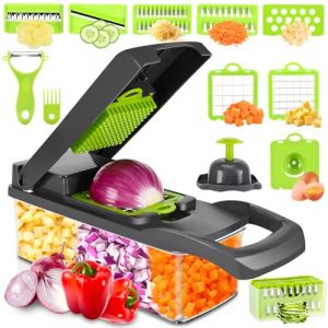 Lociban Coupe Legumes Multifonctions, Mandoline Cuisine Professionnelle, 16 en 1 Coupe Legume Manuel, Decoupe Legumes pour Oignons Tomates Carotte Concombre (&Sigma;&Tau;&Alpha;&Mu; &Alpha;&Mu;&Alpha;&Zeta; &Mu;&Omicron;&Nu;&Omicron;&Pi;&Rho;&Omicron;&Sigma;&Omega;&Pi;&Eta; &Iota;.&Kappa;.&Epsilon;., neuf)