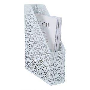 EasyPAG Métal Porte Revue Vertical Corbeilles à Courrier A4 Banette de Rangement Bureau Organisateur de Magazine Range Document Bannette Papier,Blanc (EasyPAG-EU, neuf)