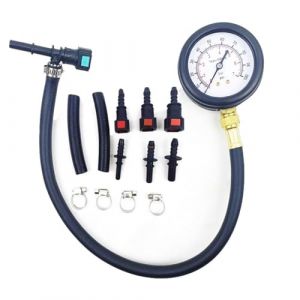 Exogio Kit de test de pression de carburant, Système de Carburant Automobile Manomètre à Essence, Outil de Testeur de Pression de Voiture de Moto 0-100PSI 6.3/7.89/9.49 avec Valve (simutexun, neuf)