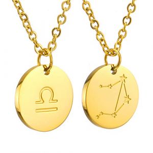 AFSTALR Zodiac Chain - Collier pendentif zodiaque or/argent/or rose I Collier zodiaque acier inoxydable femme, collier acier inoxydable femme (AFSTALR, neuf)