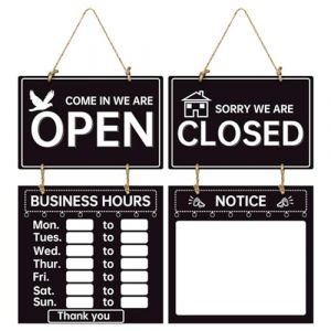 Panneau D'heures De Service - Panneau D'heures De Magasin, Panneau D'heures D'ouverture | Panneau Ouvert Et Fermé Avec Heures, Panneau D'heures D'ouverture Pour Magasin, Magasin, Salle De Sport (winzuasl, neuf)