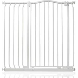 Bettacare Barrière pour Chien à Design Courbé Extra Haute, Barrière à Pression pour Chien et Chiot, Installation Facile, 98cm - 107cm, Hauteur Extra Haute de 100cm, Couleur Blanc Mat (SAFETOTS, neuf)