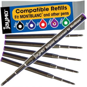 Jaymo Remplacement pour Montblanc 116218 – Mesure 98 mm de long – Recharge de stylo à bille – 6 violet (Cottage Mills UK, neuf)