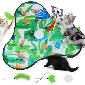 Ninonly 4 en 1 Jouet Chat Interactif pour Chat D'int&eacute;rieur Jouet Automatique Chat 3 Modes de Jeu 3 Sons R&eacute;alistes et Papillon Virevoltant Cache &agrave; D&eacute;tecteur de Mouvement (Ninonly uk, neuf)
