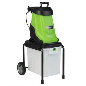COSTWAY Broyeur de V&eacute;g&eacute;taux et Branches &Eacute;lectrique 2800W, Broyeur de Jardin Bac de Collecte 50 L Dia. Coupe de 45 mm Tr&eacute;mie de Remplissage Roues, Mulcheur Filaire pour Nettoyage Compostage (Vert) (FDS GmbH, neuf)