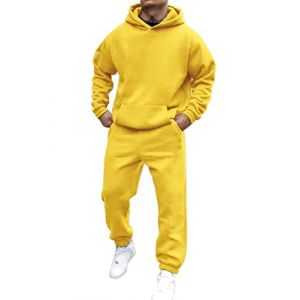 shownicer Survêtement Homme Ensemble Set Jogging Sweats À Capuche Et Sport Pantalons Automne Hiver Couleur Unie Gym Jogging Sportswear Tenue De Couple A Jaune M (Joeh Carnival, neuf)