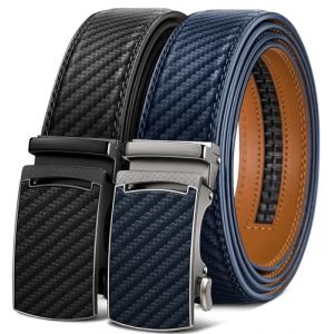 KEMISANT Ceinture Homme 2 Pi&egrave;ces, Ceinture Automatique en Cuir pour Hommes Largeur 35mm Cadeau Box,Taille Ajustable(Noir/Bleu Violac&eacute;,140cm/42-48" taille r&eacute;glable) (KEMISANT, neuf)