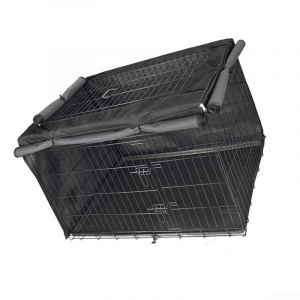 Vilgftyiet Housse anti-poussi&egrave;re en tissu Oxford 420D noir imperm&eacute;able pour cage de chien - 95 x 61 x 61 cm, 110 x 73 x 76 cm, 125 x 77 x 81 cm, installation facile et rangement (110 x 73 x 76 cm) (wildflowermall, neuf)