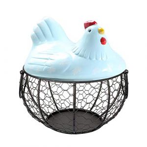 Panier Rangement pour Œufs,avec Couvercle pour Poule en Céramique,Organisateur Collations Aux Fruits,Collection Créative Panier,Accessoires Cuisine pour Décoration Intérieure Stockage de légumes (BU) (taiyuanxumeiqiongshangmaoyouxiangongsi, neuf)