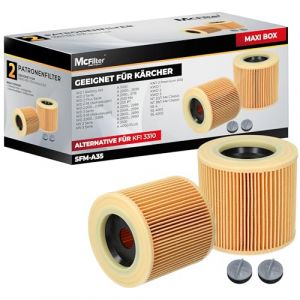 McFilter | 2x Filtre &agrave; cartouche compatible avec aspirateur K&auml;rcher WD1 WD2 WD3 3.200 3.500 P Premium Extension Kit MV2 MV3 A2054 A2101 A2254 A2604 SE 4001 SE 4002 | Remplace 6.414-552.0 -547.0-772.0 (jokafilter, neuf)
