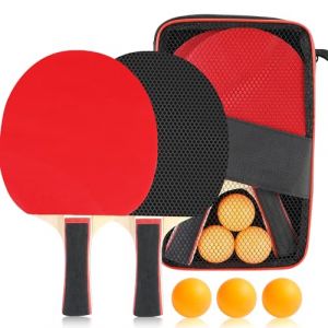 Raquette de Ping-Pong, Tennis de Table, Ping Pong Kit pour Adultes Enfants, 2 Raquette de Tennis de Table + 3 Balles +1 Sac, pour Entraînement,Loisir,Amateurs,Experts (luziyun Store, neuf)