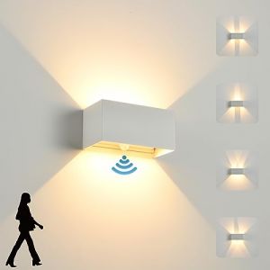 Applique Murale int&eacute;rieur/Ext&eacute;rieur avec D&eacute;tecteur de Mouvement,LED 24W Moderne Luminaire Murale,&Eacute;clairage Mural Etanche IP65 3000K blanc chaud,Appliques Murales avec Angle de Faisceau R&eacute;glable,blanc (KUKAK Lighting, neuf)