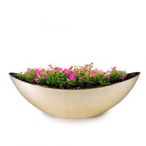 matches21 HOME & HOBBY Bac à plantes ovale pour l'extérieur - Grand bateau décoratif beige champagne - Pot de fleurs - 39 cm - Jardinier pour jardin, balcon ou cimetière comme bijou funéraire (matches21 HOME & HOBBY, neuf)