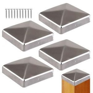Capuchons de poteau 9x9cm - 5 pièces cache-poteau en métal, forme pyramidale capuchons de poteau de clôture pour poteaux en bois - capuchons de protection pour poteaux en bois avec vis (Lishengjidian, neuf)