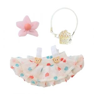 SSKHE 3 Pcs Outfit Set pour poup&eacute;es Labubu 17cm, Comprend Chapeau + Pull + Sac Accessoire, Accessoires de v&ecirc;tements en Peluche Mignons, Pas de poup&eacute;e Incluse, Convient pour poup&eacute;e 17cm (Beige) (SSKHE, neuf)