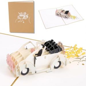 Carte De Mariage Pop-Up 3D, Voiture De Mariage Cartes De V&oelig;Ux, Cartes Pop-Up De F&eacute;Licitations, D'Anniversaire 3D, Cadeau De Mariages, Cr&eacute;Atif Voiture De 3D Pour Carte (Zxljnbo, neuf)