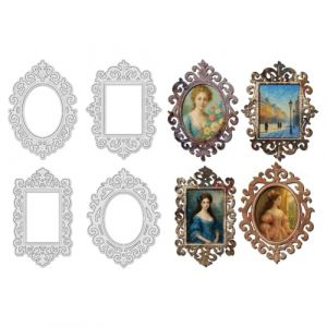 UNICRAFTALE 4 Pi&egrave;ces Matrices de D&eacute;coupe pour Cadre Photo Vintage pour la Fabrication de Cartes &Eacute;tiquettes Ovales Gabarit de Gaufrage Bordure Carr&eacute;e en Dentelle Arri&egrave;re Plan D&eacute;coupes M&eacute;talliques (ENBISI EU, neuf)