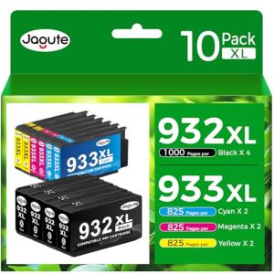 932XL 933XL Cartouches d'encre Multipack Remplacement pour HP 932 XL 933 XL Cartouche Compatible avec HP OfficeJet 6600 7612 7510 6700 7110 7610 6100 (10-Pack, Noir, Cyan, Magenta, Jaune) (ElegantProduct, neuf)