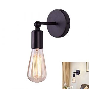 Applique Murale Noire Simple Rétro E27 LED Fer lumière Porte-lampe de Couloir Murale Edison et support Applique Lampe de mur pour Chambre à coucher (xindaxin, neuf)