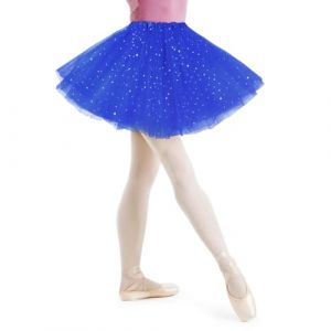 AYBUY Jupe Tutu pour Femme avec Paillettes &Eacute;toiles,3 Couches Jupe en Tulle R&eacute;tro Ann&eacute;es 80,F&ecirc;te Halloween Carnaval Costume De F&ecirc;te,Jupe Tutu R&eacute;tro Accessoire Fluo Danse Habiller Fille,Bleu Roi (withchance, neuf)