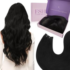 Fshine Extensions Cheveux Humains Br&eacute;silienne Tissage Noir Jais Extensions Cheveux Naturel Bundles 35 Cm 100 G Tissage Lisse Trame Remy Hair Rendezvous Texture Douce Pour Filles Couleur 1 (Fshine Hair Eu, neuf)