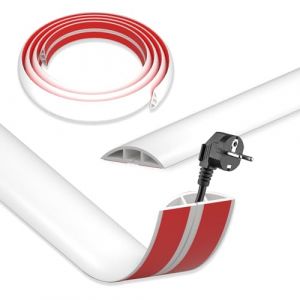 DIKARIYA Cache Cable Sol Blanc, 1mx50mm Passage de Cable au Sol, Petit Canal de C&acirc;ble Flexible, Protege Cable Sol, PVC Goulotte Passe Cable Sol, Cache Fil &Eacute;lectrique Auto-Adh&eacute;sif pour Tous Les C&acirc;bles (DIKARIYA EU, neuf)