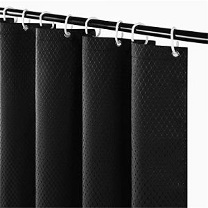Furlinic Rideau de Douche Anti Moisissure Tissu Imperm&eacute;able et Lavable &Eacute;pais Petits Rideaux de Douche en Polyester Noir Gaufre pour Baignoire avec 8 Crochets 120x180cm (newpower, neuf)