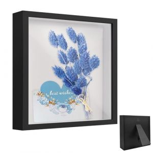 Cadre Photo 3D, Boîte à Ombre de Fleurs 25 x 25 cm, avec Plaque Acrylique Transparente, Cadre Objet Carré 3D Profondeur 3cm, pour Souvenirs, Médailles, Fleurs Séchées Artisanat, Noir (ganzhoumujiekejiyouxiangongsi, neuf)