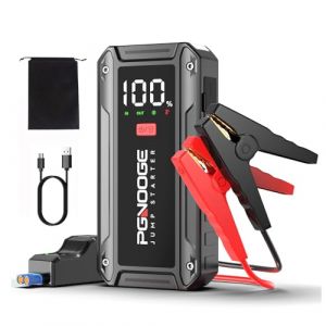PGNOOGE 26800 mAh 6000 A Bosster de Batterie Voiture (Jusqu'&agrave; All d'essence / 10 L de Diesel), 12 V Start Booster Batterie vehicule avec Bouton de D&eacute;marrage Forc&eacute; et Sortie USB, Grand &eacute;cran LCD (FOWAWU FR, neuf)