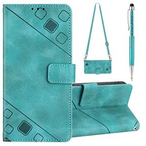 Grandoin Coque pour Huawei Honor 8A/Y6 2019 avec Cordon, R&eacute;glable Lanyard Housse Rabat Portefeuille Cuir Etui, Slim TPU Silicone Bumper Magn&eacute;tique Housse, Wallet Case Huawei Honor 8A/Y6 2019 (Vert) (Grandoin FR Store, neuf)