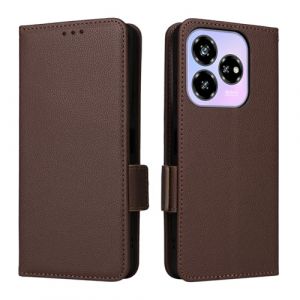 XFDSFDL&reg; &Eacute;tui pour ZTE Blade V60 Design Z2350 (6,6 Pouces) PU Cuir Housse Flip Coque Litchi Motif avec Support et Magn&eacute;tique Boucle Lat&eacute;rale Portefeuille Shell de Protection Caf&eacute; (LingDan, neuf)
