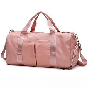 Hixingo 45L Sac de Sport - Femmes et Hommes Sac de Voyage Pliable Garcon Grand avec Compartiment de Chaussures et Poche Humide pour Sac de Gym, Fitness (45L,Rose) (Hixin, neuf)