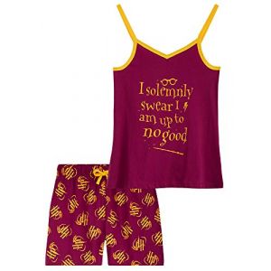 Harry Potter Pyjama Fille - Vêtements Filles 7-14 Ans De La Collection Officielle Combishort 100% Coton 2 Pièces Short Et Caraco Coton - Cadeaux Ados Fille (Bordeaux, 13-14 Years) (Get Trend., neuf)