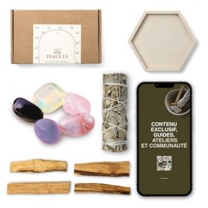 BESOULS Coffret Rituel Nouveaux Commencements: 4 Palo Santo Purification 1 Baton de Sauge Blanche Purification a bruler 5 Pierres Renouveau Plateau Artisanal encens Sauge Blanche Purification Maison (PICSELL BRAND, neuf)