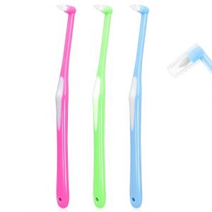 Sularpek 3 Pièces Brosse Interspace, Brosse à dents fine et douce, élimination des Taches Tenaces en Plastique, pour le nettoyage des dents et les appareils dentaires(Bleu, Rose, Vert) (Liangzichanglun, neuf)