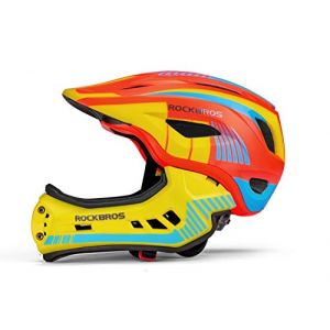 ROCKBROS Casque BMX d'enfant, Casques Int&eacute;gral V&eacute;lo VTT, Casque Complet pour Gar&ccedil;on Fille Anti-Choc Menton Protection D&eacute;tachable Ajustable avec CE Taille M (RockBrosbike, neuf)
