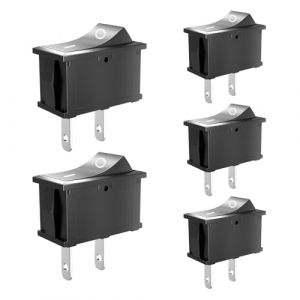 SCOOYUCK 5 Pièces Interrupteur à Bascule, SPST 15mm x 21mm 2 Broches ON/OFF, 12V 24V 125V 250V Interrupteur a Bascule, Pour Voiture Bateau Appareils Ménagers (SCOOYUCK, neuf)