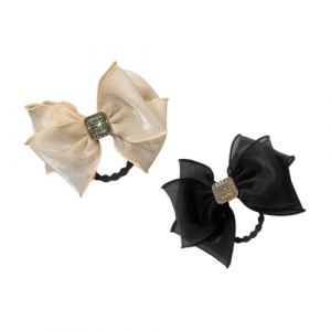 WOFASHPURET Lot de 2 N&oelig;uds en Organza D&eacute;licats pour Cheveux Corde &agrave; Cheveux Portable Accessoires &Eacute;l&eacute;gants pour Filles D&eacute;coration de Coiffure pour Queues de Cheval et Peignage (Leiyun, neuf)