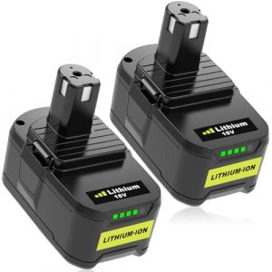 2 X 18V 5,5Ah Remplacement pour Ryobi Batterie RB18L50 RB18L40 RB18L25 RB18L15 RB18L13 pour Ryobi P108 P107 P122 P104 P105 P102 P103 avec Indicateur LED (FR-Ibanti, neuf)