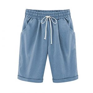 2025 Bermuda Femme &Eacute;t&eacute; en Lin Ou Coton Shorts et Bermudas Habill&eacute; Femmes Grande Taille &Eacute;lastique avec Poches Confortable Ample Mode Casual Imprim&eacute; Short Sport Jogging Pantalons Court Pas Cher (⭐⭐⭐⭐⭐AEGJEGVD⭐⭐⭐⭐⭐, neuf)