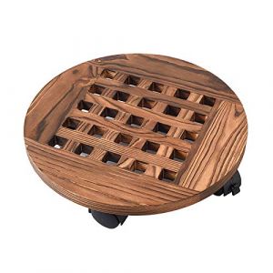DUDNJC Plateau de support de plantes en bois avec roulettes, 24,9 cm pour pot de fleurs et supports de plantes, patio, jardin, pot de fleurs avec roulettes rotatives &agrave; 360 &deg;, plateau &agrave; rouler pour (guxinzahuodian, neuf)