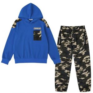 LOLANTA 2PCS Enfants Surv&ecirc;tement Ensemble Sweatshirt &agrave; Capuche et Pantalon de Cargo Camouflage pour Gar&ccedil;ons, Bleu, 12-13 ans, 170 (LOLANTA, neuf)