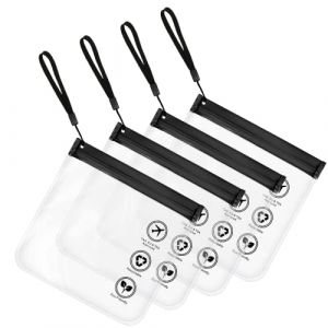 4Pcs Trousse de Toilette Transparente Femme,20x20cm Kit Voyage Avion Cabine Sac &agrave; Liquide 1L Pochette Transparente Voyage,Sac de Voyage Transparent Trousse Femmes & Hommes (Starlin Store, neuf)