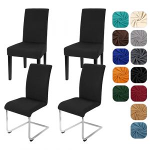 Yugarlibi Lot de 4 housses de chaise extensibles pour chaise basculante - Amovible et lavable - Protection pour cuisine, restaurant, hôtel, banquet, mariage (noir, 4 pièces) (Yingchengda Direct Store, neuf)