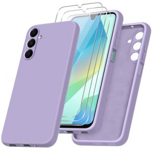 jrester Coque pour Samsung Galaxy A16 5G/4G avec 3 Pi&egrave;ces Protection &Eacute;cran en Verre Tremp&eacute;, Violet Souple TPU Silicone &Eacute;tui Housse pour Samsung Galaxy A16 5G/4G (jrester, neuf)