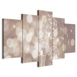 B&D XXL - Tableau décoratif nature 200x100 cm - Impression sur toile en noir et blanc - Décoration murale pour salon et chambre - Lueur pissenlit fleurs nature plantes vent léger b-C-0079-b-p (murando, neuf)