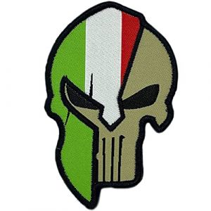 Écusson Drapeau Italie avec Velkro - Écussons 100% Brodés pour Vêtements - Écussons Pays et Drapeaux Europe - Écussons pour sacs à dos - Bouclier d'Italie (Punisher) (Atodaleche, neuf)