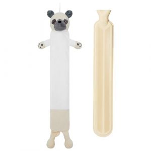 Bouillotte Eau Chaude avec Housse Peluche Animal, Bouillotte Rigolote Doudou Caoutchouc Naturel 1L ou 2L Hot Water Bottle Enfant Adulte Animaux (Carlin Long) (Get Trend., neuf)